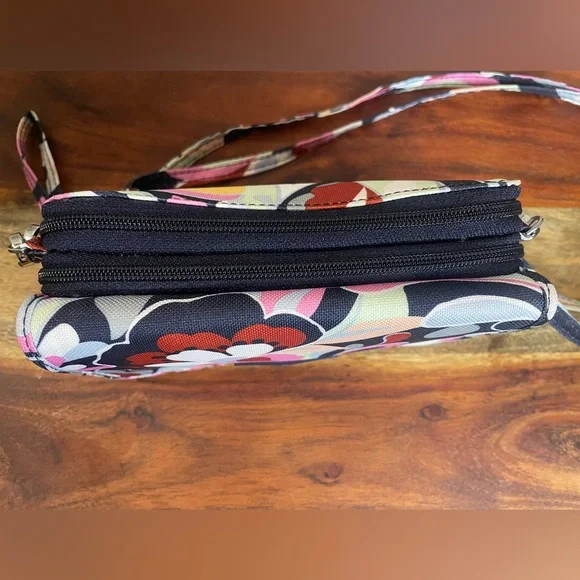 Vera Bradley  RFID 3 in 1 Handbag /Travel  Bag Crossbody, Wristlet,  Navy Floral - Picture 4 of 16